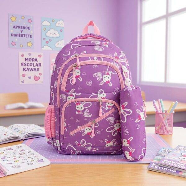 AW-10 - DUO DE MOCHILA Y LAPICERA "KAWAII BUNNY" (1 DUO)