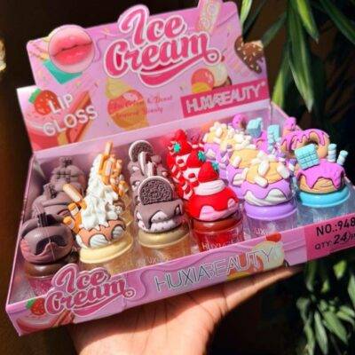 MOC2663 - CAJA DE 24 PIEZAS DE LIPGLOSS CON BRILLOS "CONO DE HALADITOS" (1 CAJA)