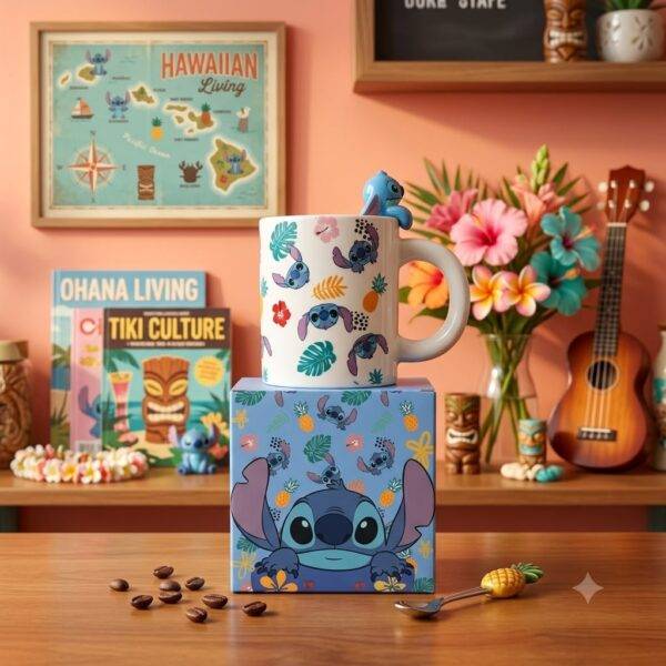 TCB183 - TAZA CON FIGURITA x "STITCH" CON CAJA (1 PZA)