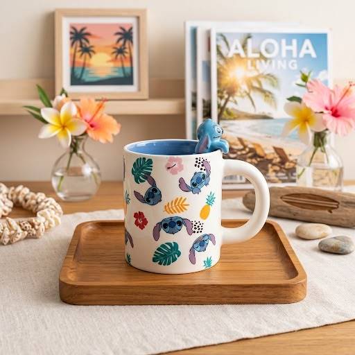 TCB183 - TAZA CON FIGURITA x "STITCH" CON CAJA (1 PZA)