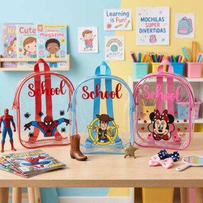 MT1K - MOCHILA TRANSPARENTE DE PERSONAJES PARA KINDER (1 PZA)