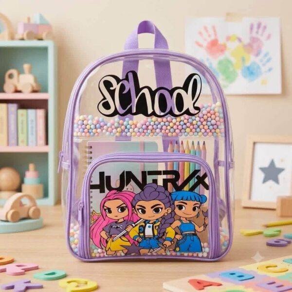 S900- MOCHILA TRANSPARENTE PARA KINDER x "PERSONAJES". (1 PZA)