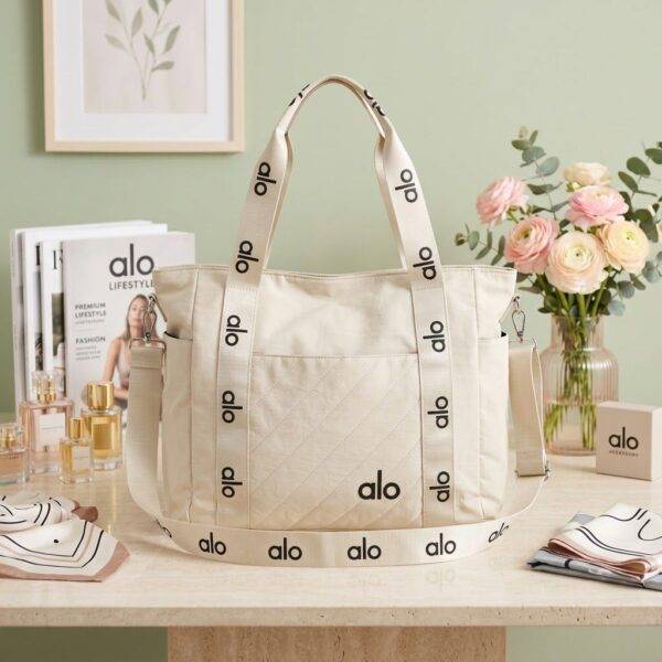 BK1-583 - TOTE BAG CON BOLSILLO DELANTERO x "ALO" (1 PZA)