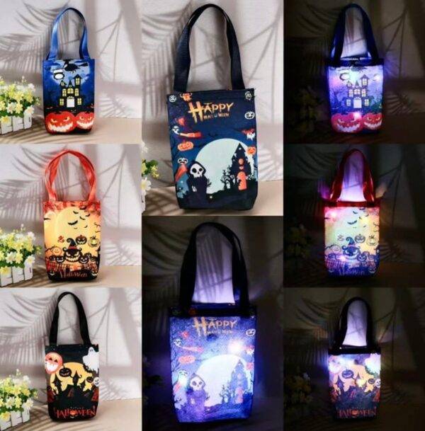 LU2118 - BOLSA/DULCERO CON LUZ LED x "HALLOWEEN" POR TERCIA (3 PIEZAS)