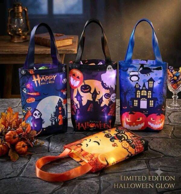 LU2118 - BOLSA/DULCERO CON LUZ LED x "HALLOWEEN" POR TERCIA (3 PIEZAS)