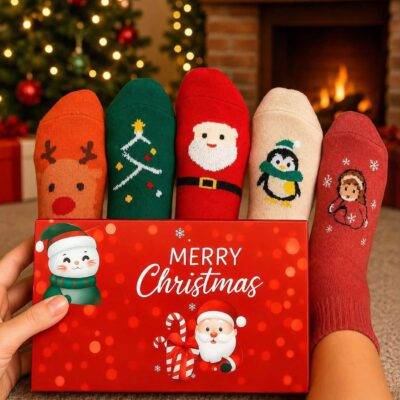 LU88861 - PAQUETE DE 5 PARES DE CALCETAS NAVIDEÑAS (1 PAQUETE)