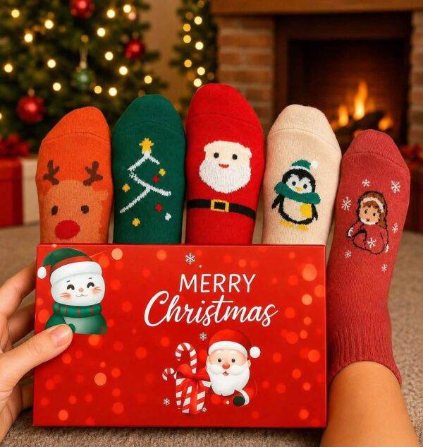 LU88861 - PAQUETE DE 5 PARES DE CALCETAS NAVIDEÑAS (1 PAQUETE)