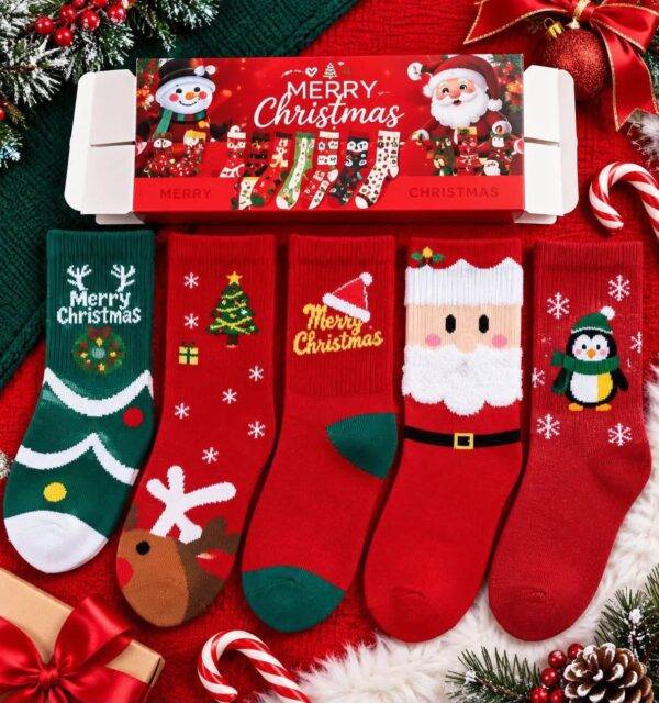LU88861 - PAQUETE DE 5 PARES DE CALCETAS NAVIDEÑAS (1 PAQUETE)