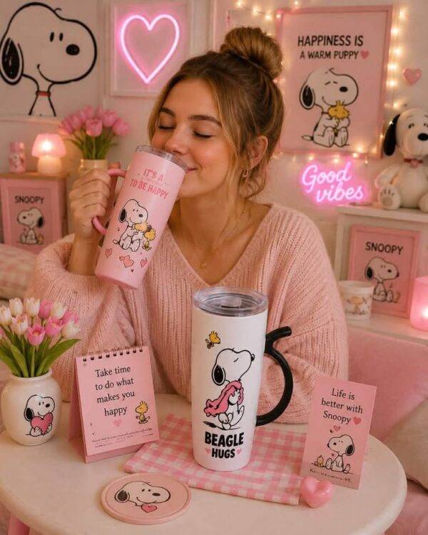 TCB177 - TAZA CON TAPA "BEACH VIPES" x "SNOOPY" (1 PZA)