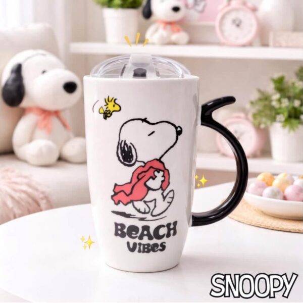 TCB177 - TAZA CON TAPA "BEACH VIPES" x "SNOOPY" (1 PZA)