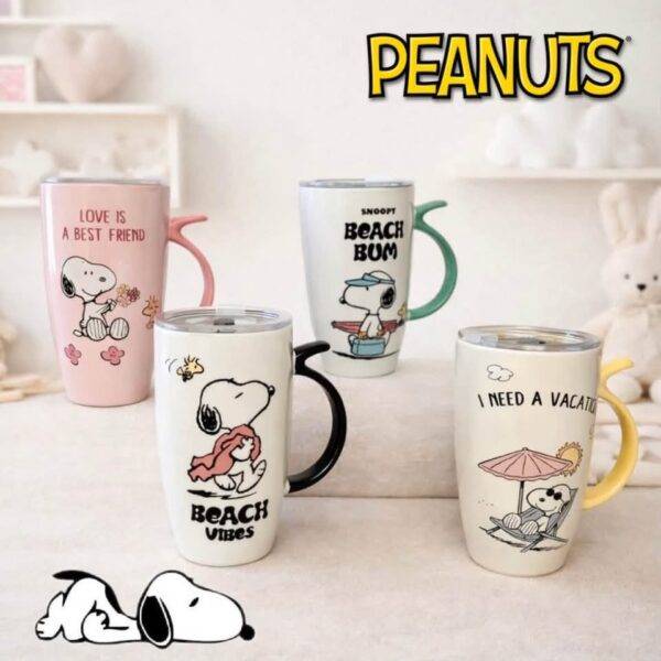TCB177 - TAZA CON TAPA "BEACH VIPES" x "SNOOPY" (1 PZA)