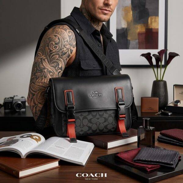 LL8507 - BOLSO/BANDOLERA CON BROCHES x "COACH" PARA CABALLERO (1 PZA)