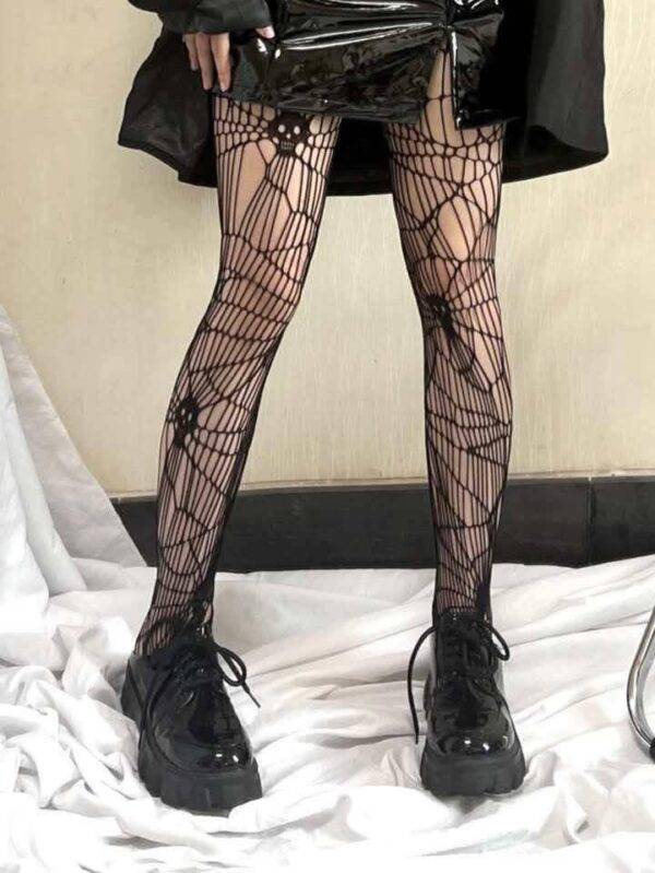 HU-ZZ334 - MEDIAS DE RED x "HALLOWEEN" PARA DAMA POR TERCIA (3 PIEZAS)