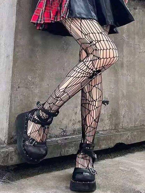 HU-ZZ334 - MEDIAS DE RED x "HALLOWEEN" PARA DAMA POR TERCIA (3 PIEZAS)
