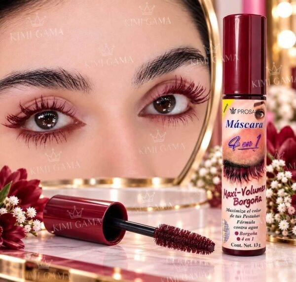 15152 - MASCARA "MAXI VOLUMEN SILICON" "BORGOÑA" x "PROSA" TAPA ROJA (1 PZA)
