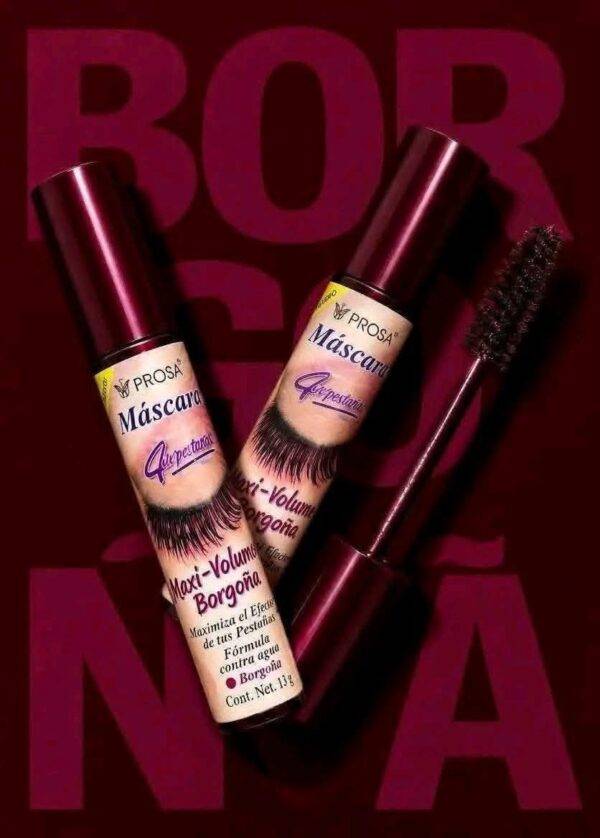 15152 - MASCARA "MAXI VOLUMEN SILICON" "BORGOÑA" x "PROSA" TAPA ROJA (1 PZA)