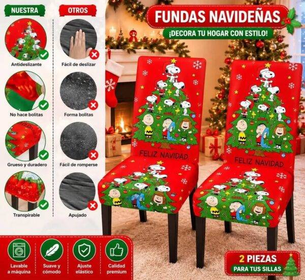6349-15 - FUNDA NAVIDEÑA PARA SILLA x "SNOOPY" POR TERCIA (3 PIEZAS)
