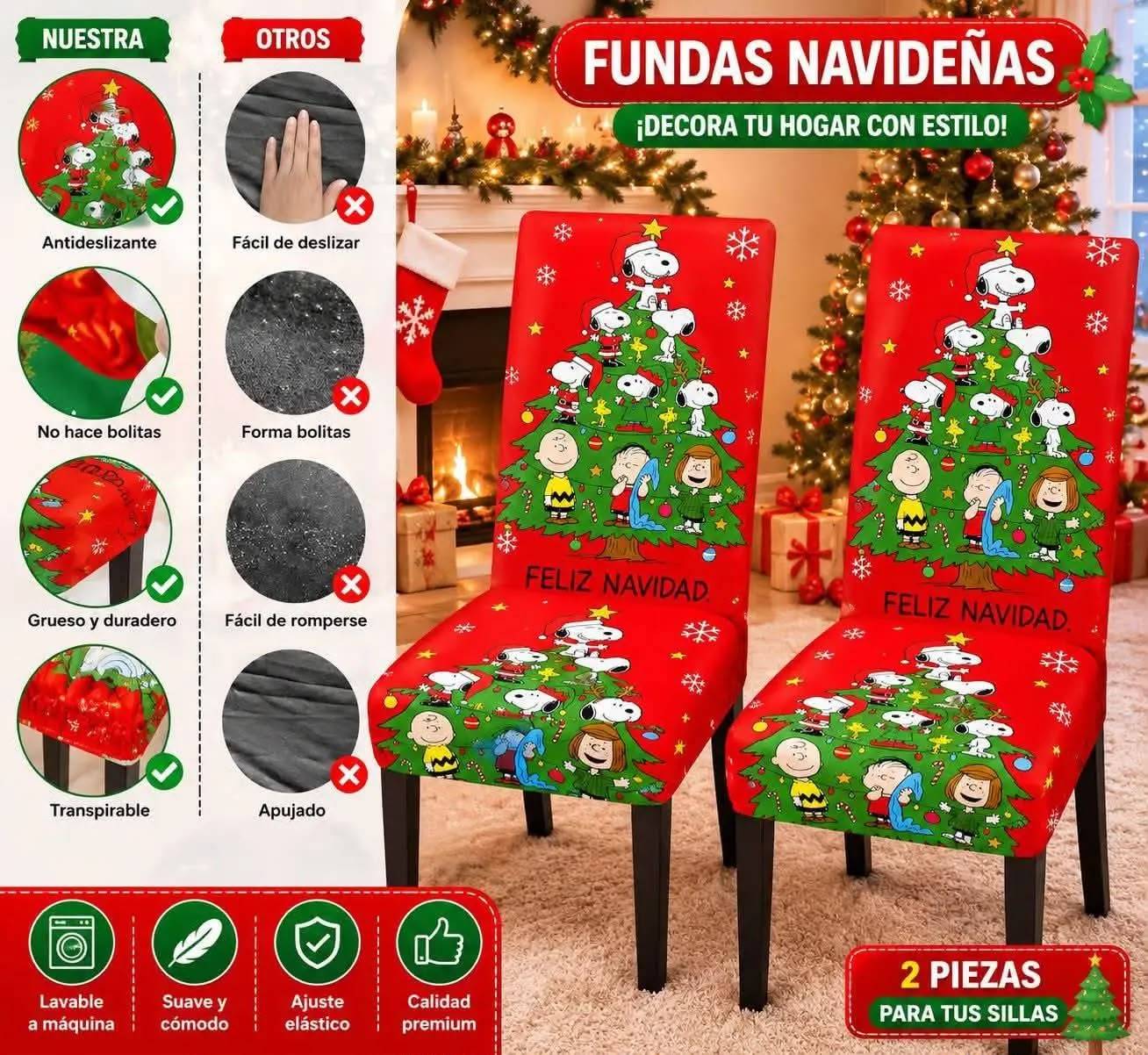 6349-15 – FUNDA NAVIDEÑA PARA SILLA x «SNOOPY» POR TERCIA (3 PIEZAS)