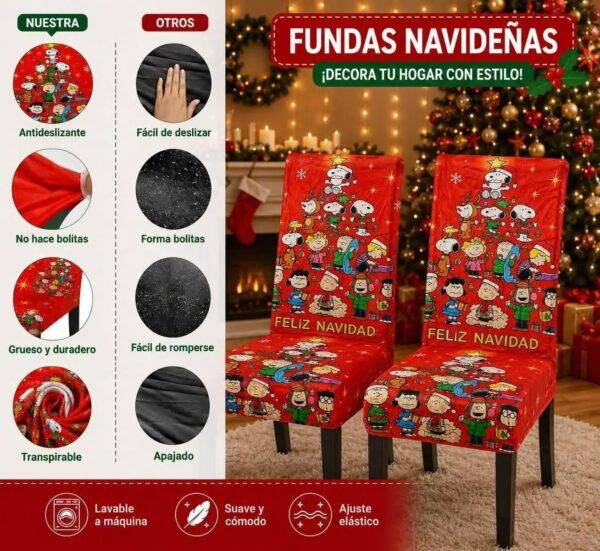 6349-15 - FUNDA NAVIDEÑA PARA SILLA x "SNOOPY" POR TERCIA (3 PIEZAS)