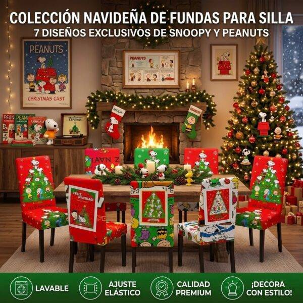 6349-15 - FUNDA NAVIDEÑA PARA SILLA x "SNOOPY" POR TERCIA (3 PIEZAS)