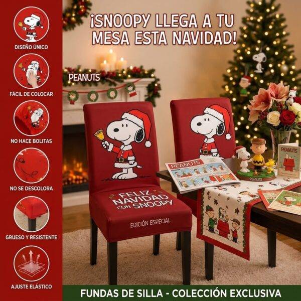 6349-15 - FUNDA NAVIDEÑA PARA SILLA x "SNOOPY" POR TERCIA (3 PIEZAS)
