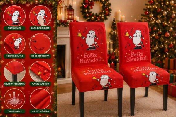 6349-15 - FUNDA NAVIDEÑA PARA SILLA x "SNOOPY" POR TERCIA (3 PIEZAS)