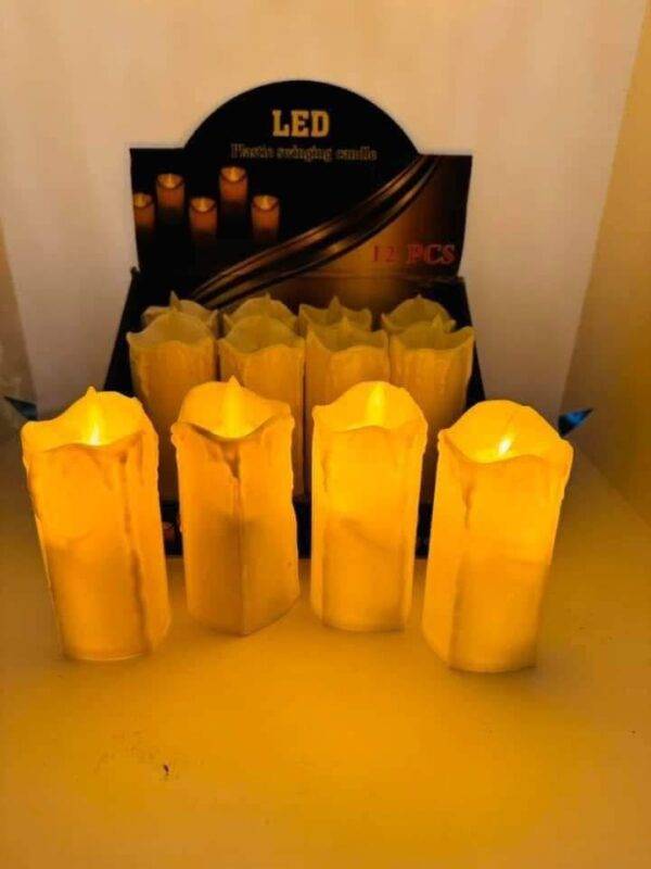 F1208 - CAJA DE 12 VELAS JUMBO DE LUZ LED (1 CAJA)