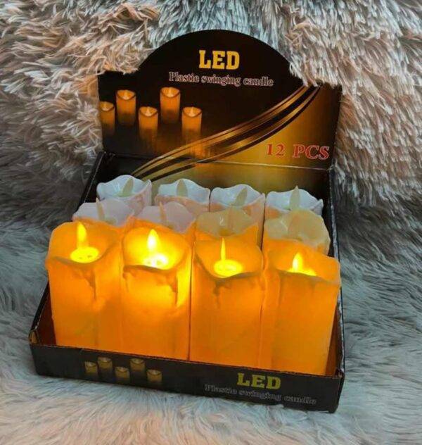 F1208 - CAJA DE 12 VELAS JUMBO DE LUZ LED (1 CAJA)