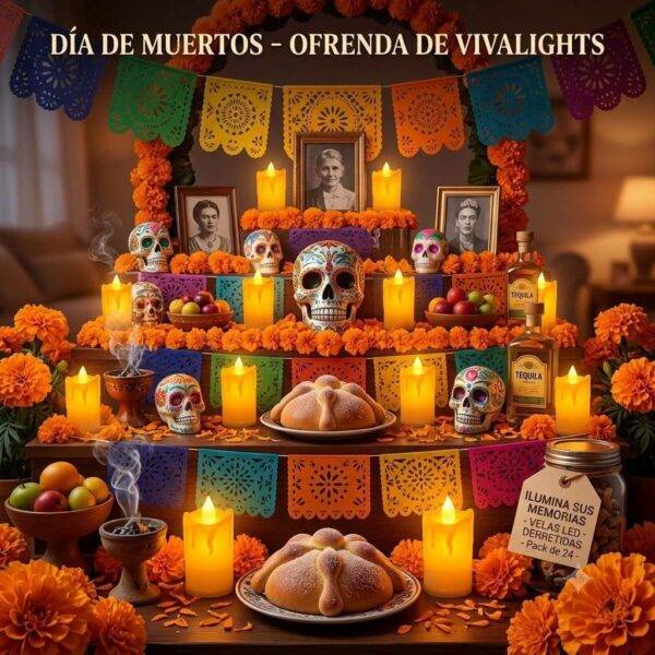 F1209 - CAJA DE 12 VELAS MEDIANAS DE LUZ LED (1 CAJA)