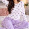 DM12161A - TERCIA DE PIJAMA "POLAR" DE CORAZONES PARA DAMA. (3 PZAS)