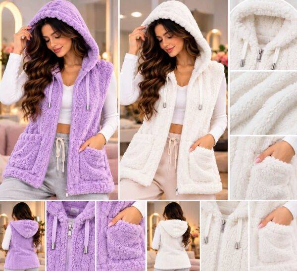 DY5037- CHALECO "TEDDY" CON GORRO PARA DAMA. (1 PZA)