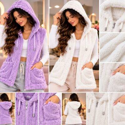 FB_IMG_1792860788063 DY5037- CHALECO "TEDDY" CON GORRO PARA DAMA. (1 PZA)