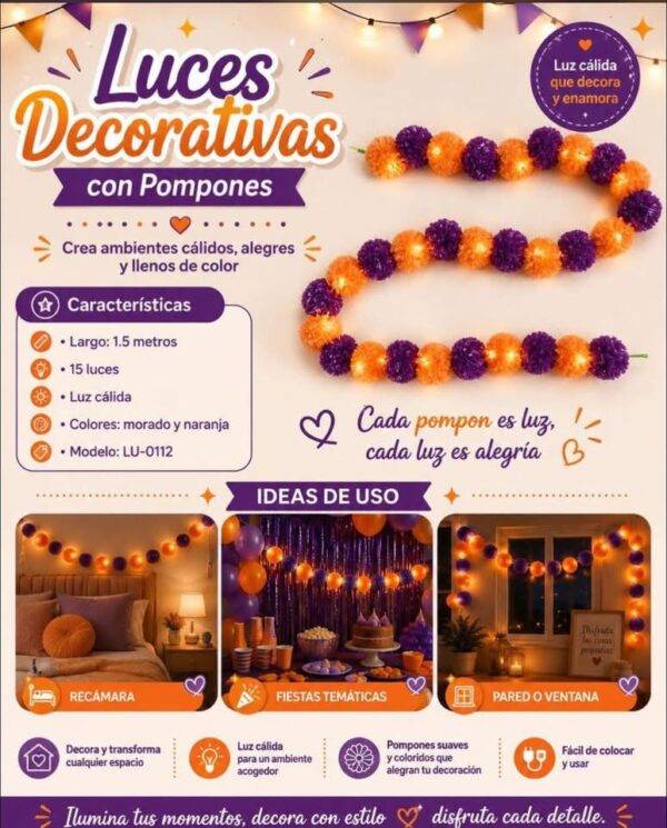 LU0114 - SERIE "FLOR DE CEMPASUCHIL" CON LUZ LED (1 PZA)