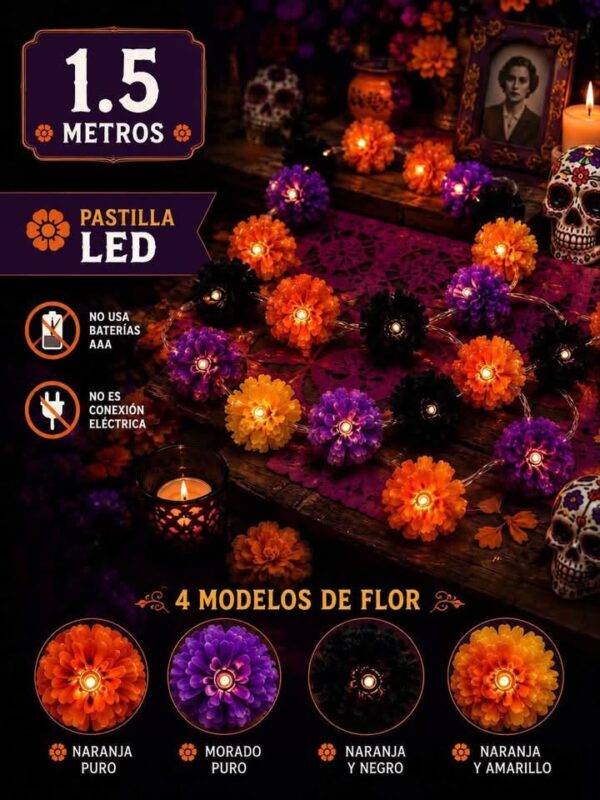 LU0114 - SERIE "FLOR DE CEMPASUCHIL" CON LUZ LED (1 PZA)