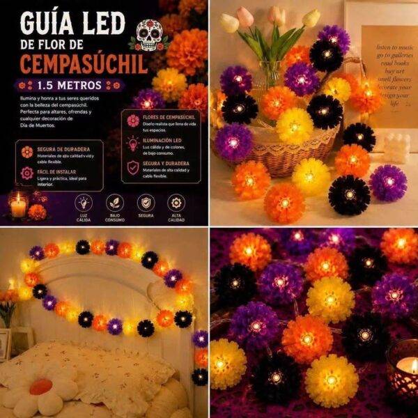 LU0114 - SERIE "FLOR DE CEMPASUCHIL" CON LUZ LED (1 PZA)