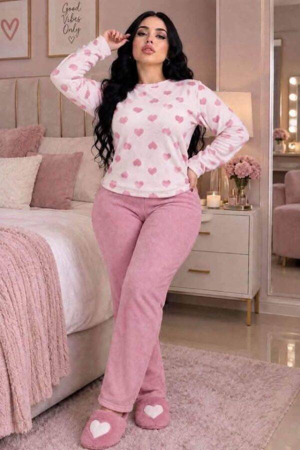 DM12161A - PIJAMA "POLAR" DE CORAZONES PARA DAMA (1 PZA)