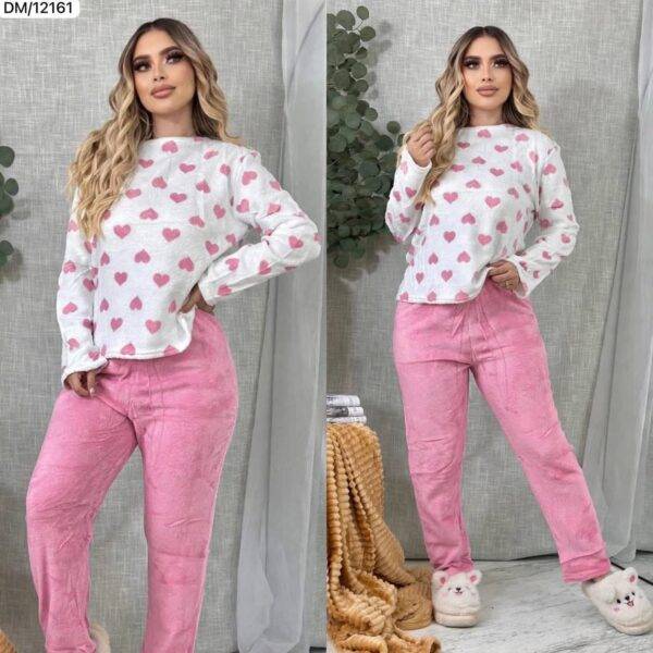 DM12161A - PIJAMA "POLAR" DE CORAZONES PARA DAMA (1 PZA)