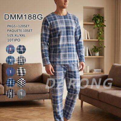 DMM188G - PIJAMA "POLAR" DE CUADROS PARA CABALLERO (1 PZA)