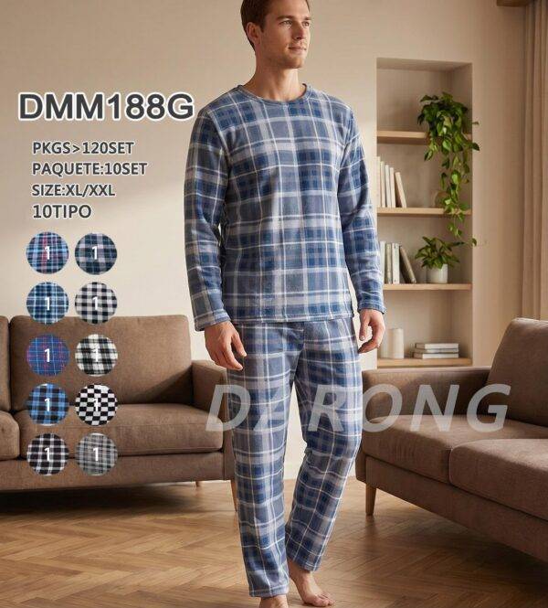 DMM188G - PIJAMA "POLAR" DE CUADROS PARA CABALLERO (1 PZA)