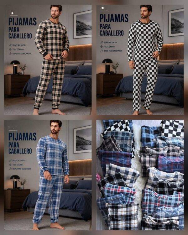 DMM188G - PIJAMA "POLAR" DE CUADROS PARA CABALLERO (1 PZA)