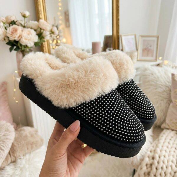 JYD-40 - PANTUFLAS AFELPADAS CON BRILLOS TIPO "UGG" (1 PZA)
