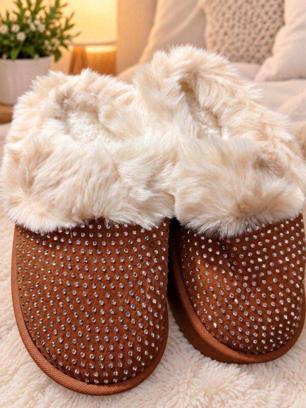 JYD-40 - PANTUFLAS AFELPADAS CON BRILLOS TIPO "UGG" (1 PZA)