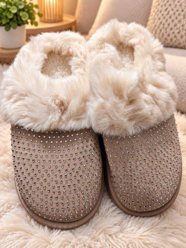 JYD-40 - PANTUFLAS AFELPADAS CON BRILLOS TIPO "UGG" (1 PZA)