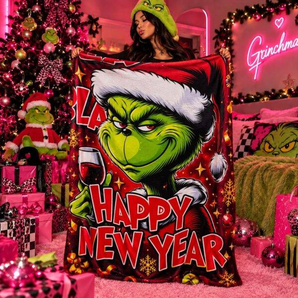 JGM - FRAZADA NAVIDEÑA MATRIMONIAL 2M X 1.80 x "GRINCH y JACK" (1 PZA)
