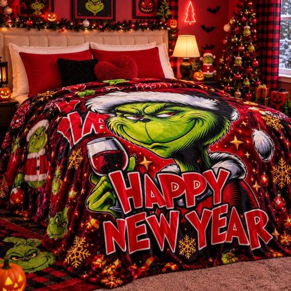 JGM - FRAZADA NAVIDEÑA MATRIMONIAL 2M X 1.80 x "GRINCH y JACK" (1 PZA)