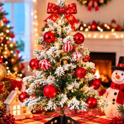 5340 - TERCIA DE MINI ARBOL DE NAVIDAD ESCARCHADO (3 PIEZAS)