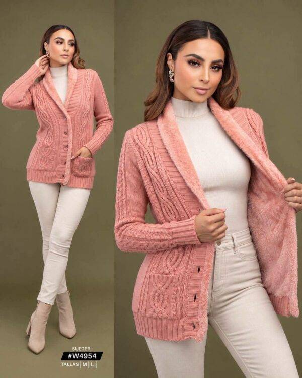 4954 - CARDIGAN DE PUNTO ABORREGADO PREMIUM PARA DAMA (1 PZA)