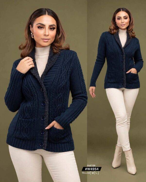 4954 - CARDIGAN DE PUNTO ABORREGADO PREMIUM PARA DAMA (1 PZA)