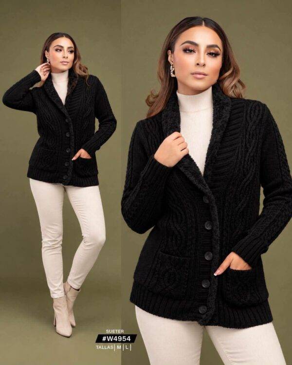 4954 - CARDIGAN DE PUNTO ABORREGADO PREMIUM PARA DAMA (1 PZA)