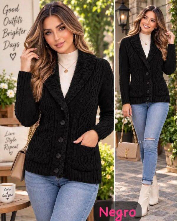 4954 - CARDIGAN DE PUNTO ABORREGADO PREMIUM PARA DAMA (1 PZA)